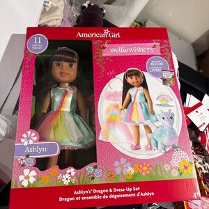 American Girl WellieWishers Ashlyn with Dragon and Rainbow Dress